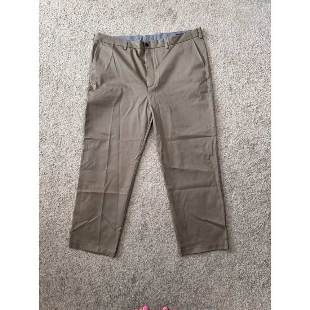 Nordstrom Mens Shop Dress Pants 44x30 Khaki Wrinkle Free Cotton Smartcare